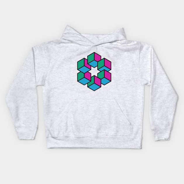 six cubes Kids Hoodie by nostalgia